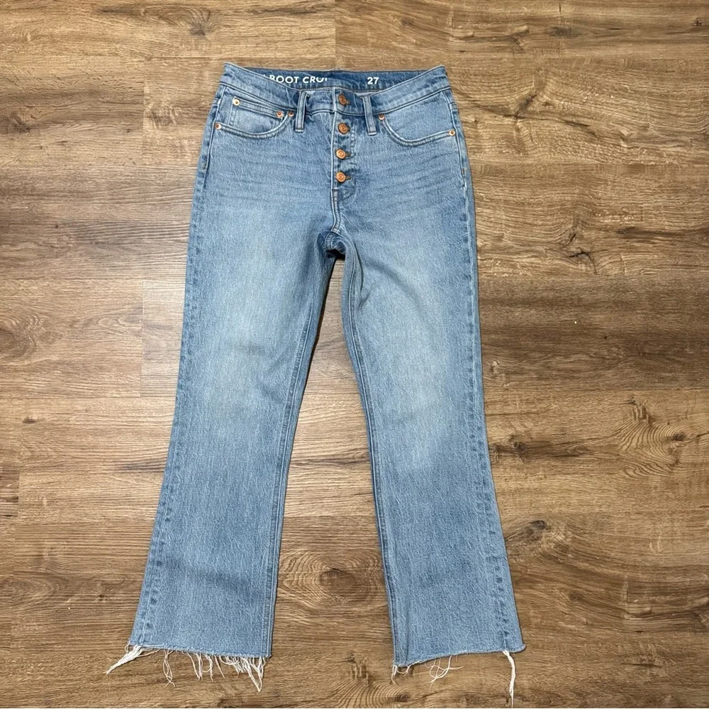 J Crew Demi Billie Boot Crop Jean in Blue Lagoon Sz 27 Spring Flare - Picture 2 of 7